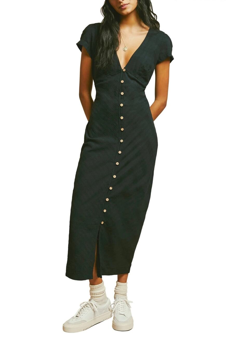 Free People New In Town Cotton Button Front Midi Dress - M